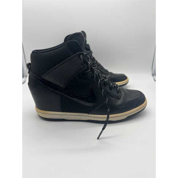 Nike Black Dunk Sky Hi Hidden Wedge Essential Leather Sneaker Size 8 - Picture 3 of 11